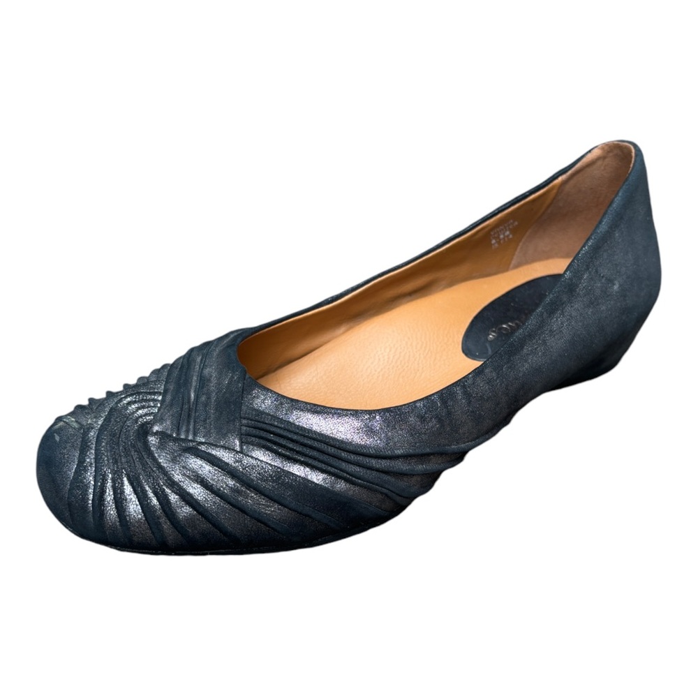 Earthies Women’s 6 1/2 B “Vanya” Pewter Leather Flats, Loafers, Slip On Shoes